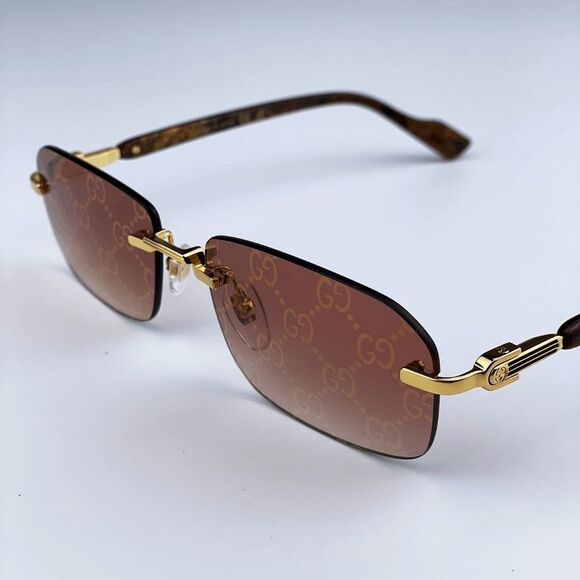 NEW Gucci GG1221S 004 Gold Yellow Red Mirrored Square Unisex Sunglasses main image 13